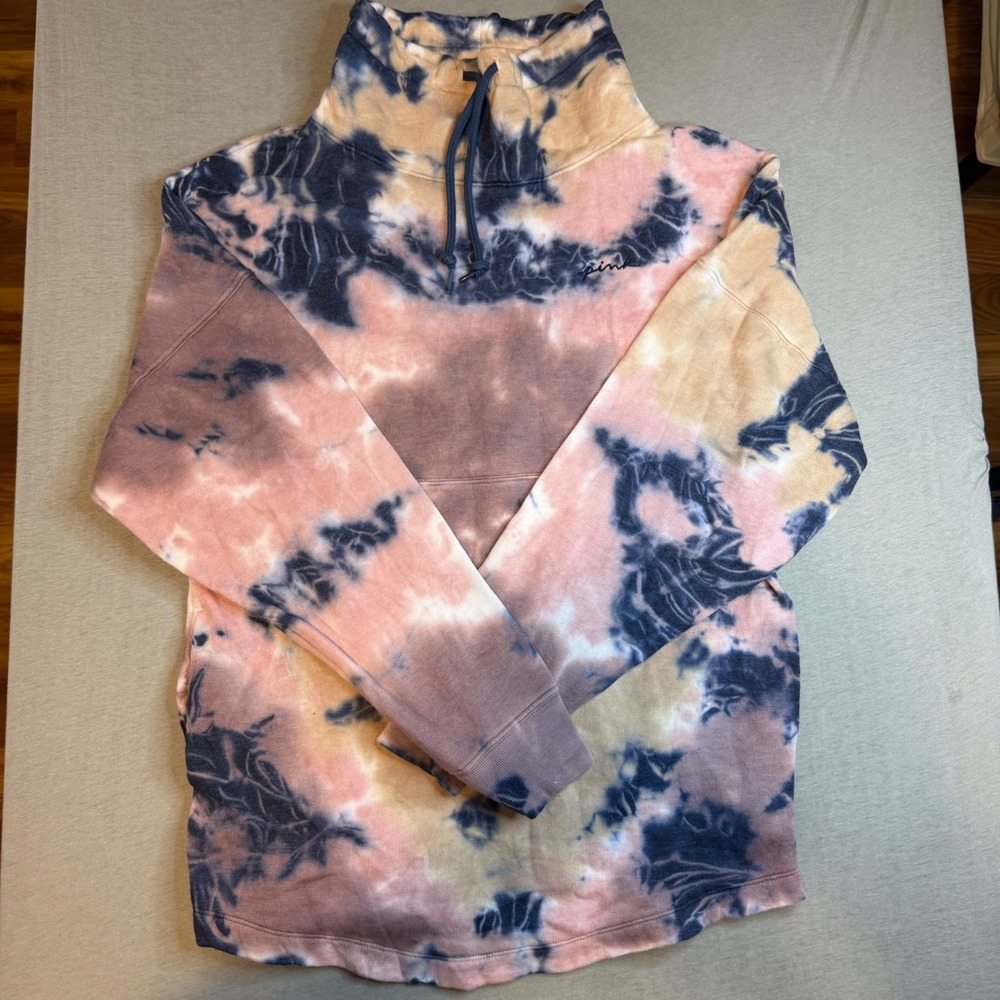Victoria's Secret PINK Tie Dye Funnel Neck Sweatshirt XS Love Pink Embroidered